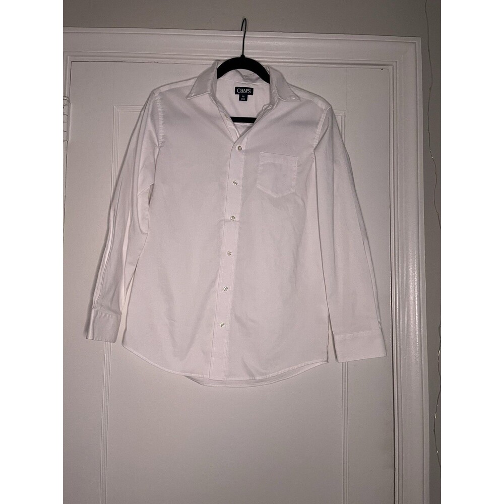 Chaps Solid White 60% Cotton 40% Polyester Dress Shirt Boys 16 Long Sleeve